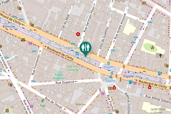 Map showing location of Paris Toilet