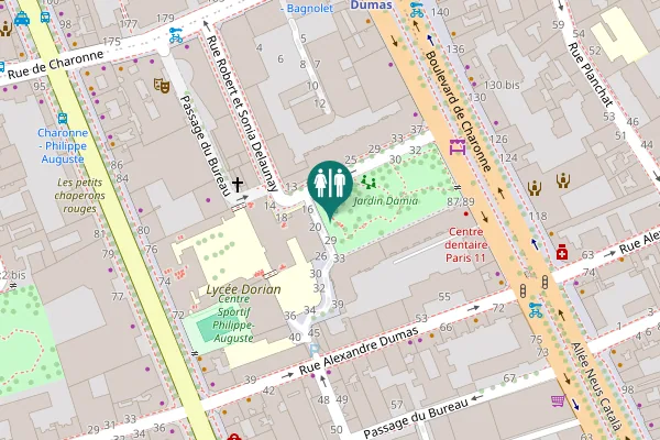 Map showing location of Passage du Bureau Toilet