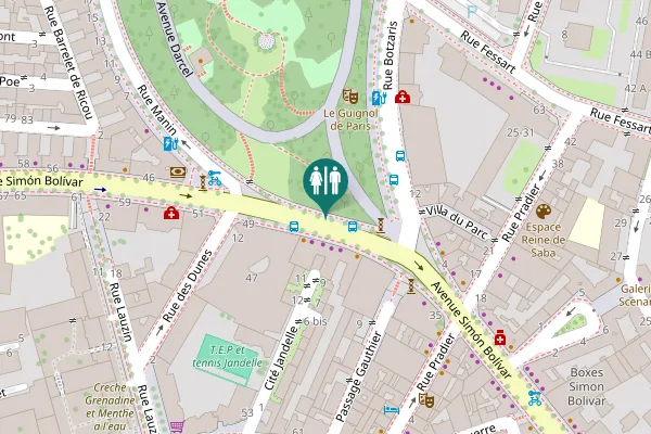 Map showing location of Avenue Simón Bolívar 45 Toilet