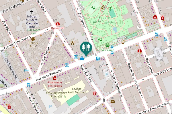 Map showing location of Rue de la Roquette 133 Toilet