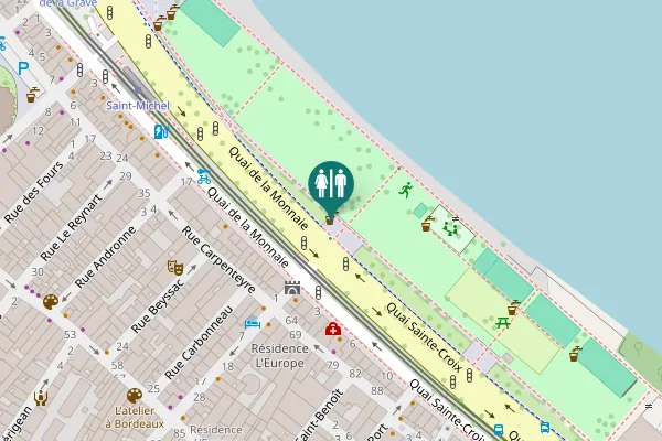 Map showing location of Quai de la Monnaie Toilet