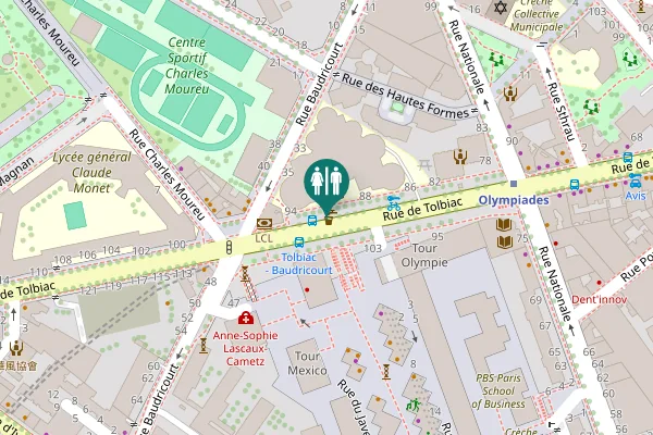 Map showing location of Rue de Tolbiac 107 Toilet