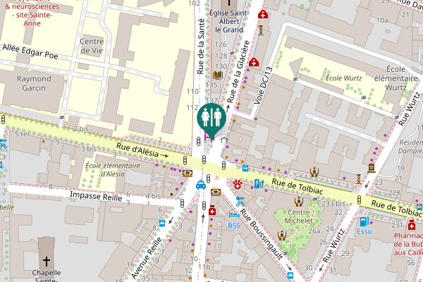 Map showing location of Rue de la Glacière 129 Toilet