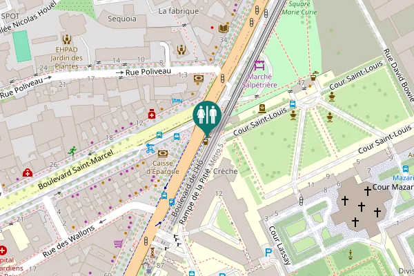 Map showing location of Boulevard de l'Hôpital Toilet