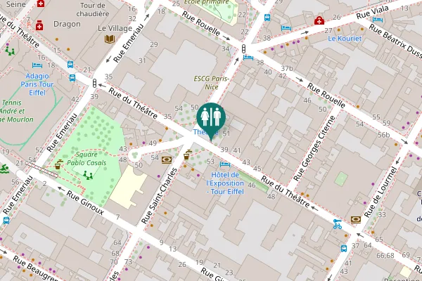Map showing location of Rue du Théâtre Toilet