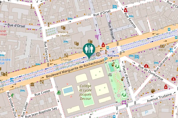 Map showing location of Paris Toilet