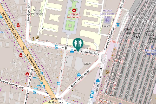 Map showing location of Rue Ambroise Paré 6 Toilet
