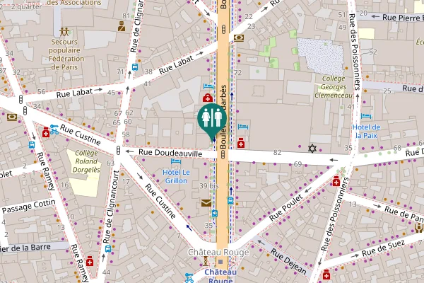 Map showing location of Boulevard Barbès 43 Toilet