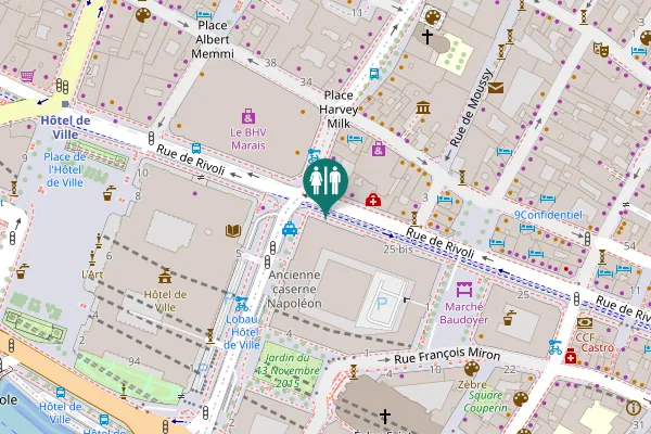 Map showing location of Rue de Rivoli 27 Toilet