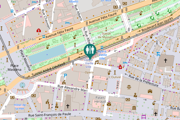 Map showing location of Rue de la Préfecture Toilet