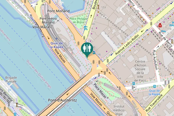 Map showing location of Quai de la Rapée Toilet