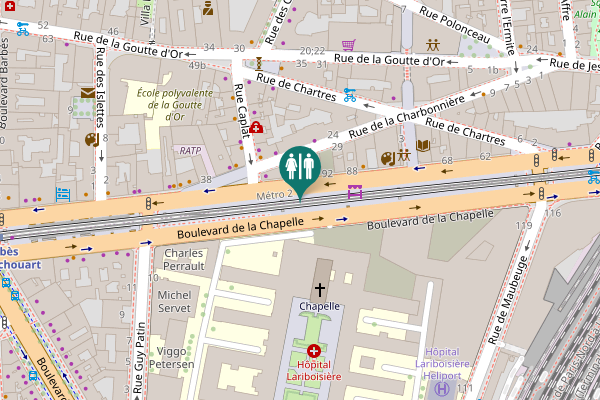 Map showing location of Paris Toilet