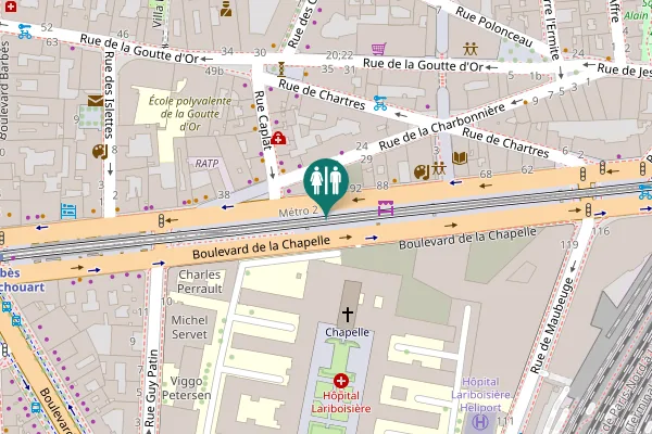 Map showing location of Paris Toilet
