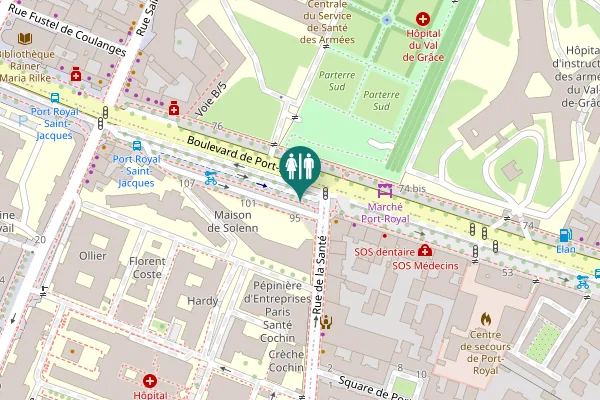Map showing location of Boulevard de Port-Royal Toilet