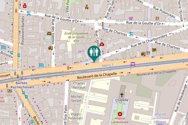 Map showing location of Boulevard de la Chapelle 100 Toilet