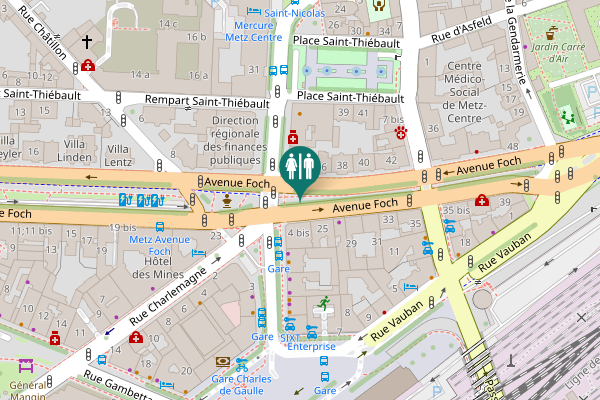 Map showing location of Avenue Foch Toilet