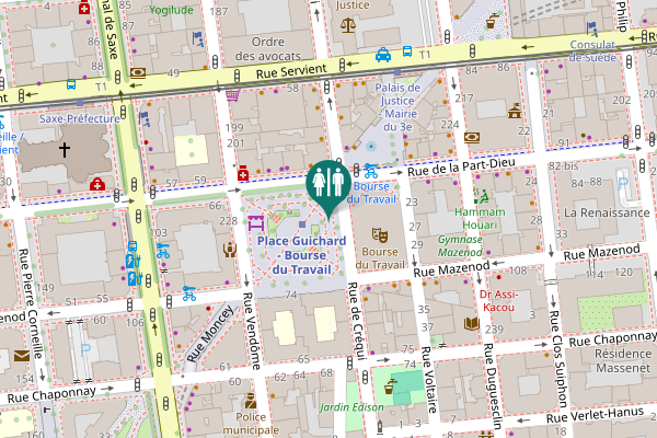 Map showing location of Sanitaire Public de la Place Guichard