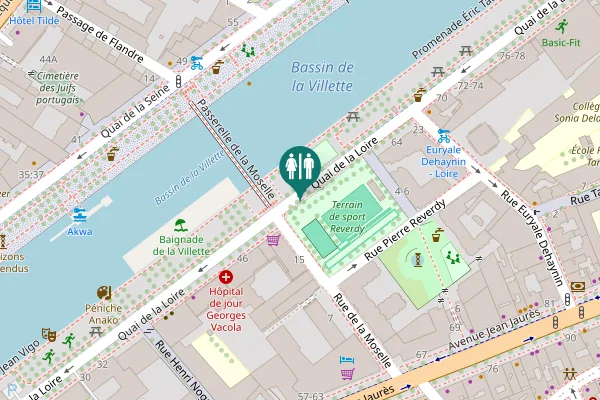 Map showing location of Quai de la Loire Toilet