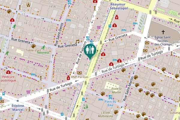 Map showing location of Boulevard de Sébastopol 85 Toilet