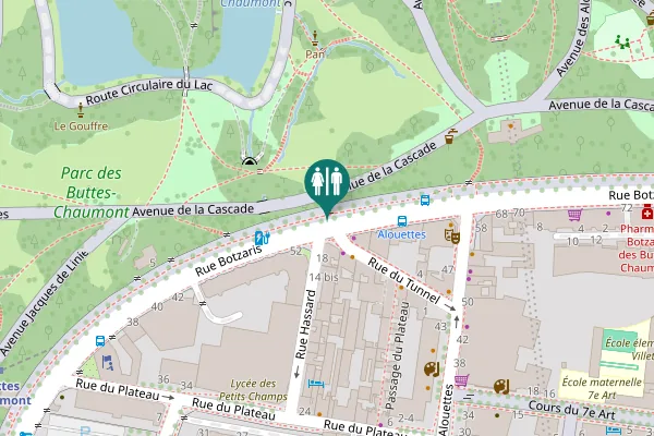 Map showing location of Rue Botzaris 54 Toilet