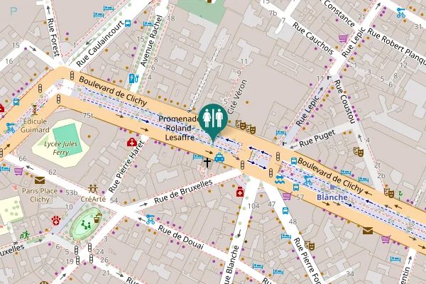 Map showing location of Promenade Roland-Lesaffre Toilet