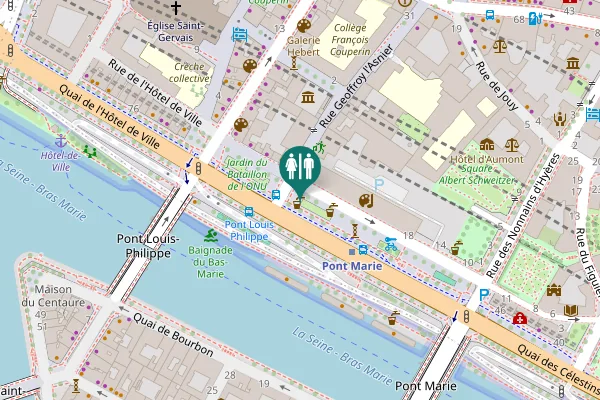 Map showing location of Place du Bataillon Français de l'ONU en Corée Toilet