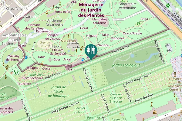 Map showing location of Allée Cuvier Toilet