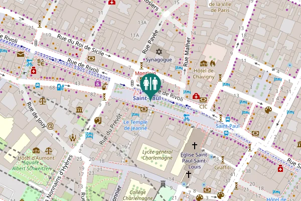 Map showing location of Place des Combattantes et Combattants du Sida Toilet