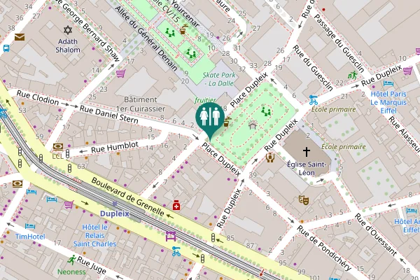 Map showing location of Place Dupleix 22 Toilet