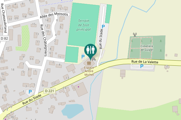 Map showing location of Rue du Stade 17 a Toilet