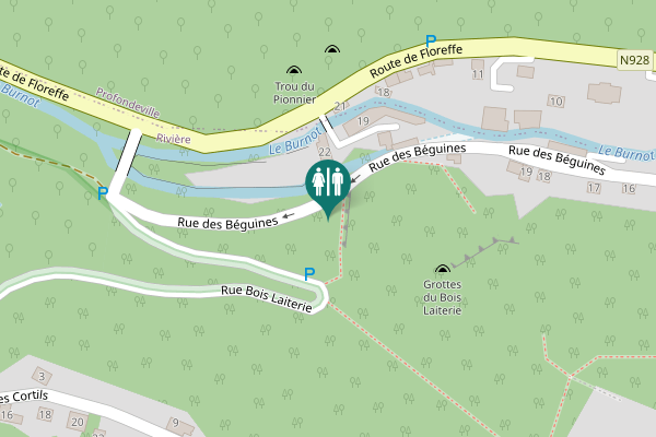Map showing location of Rue des Béguines Toilet