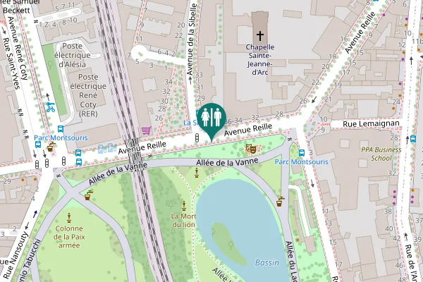 Map showing location of Avenue Reille 40 Toilet