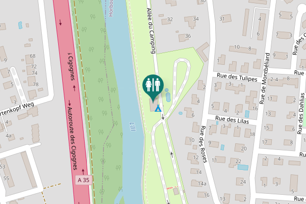 Map showing location of Allée du Camping 1 Toilet