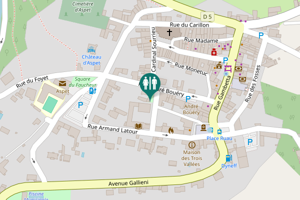 Map showing location of Rue de la Résistance Toilet