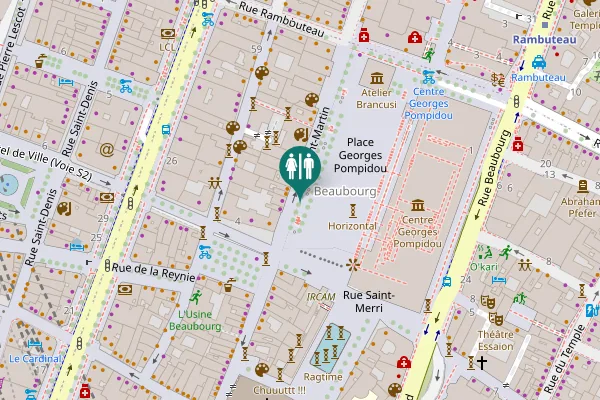 Map showing location of Place Georges Pompidou Toilet