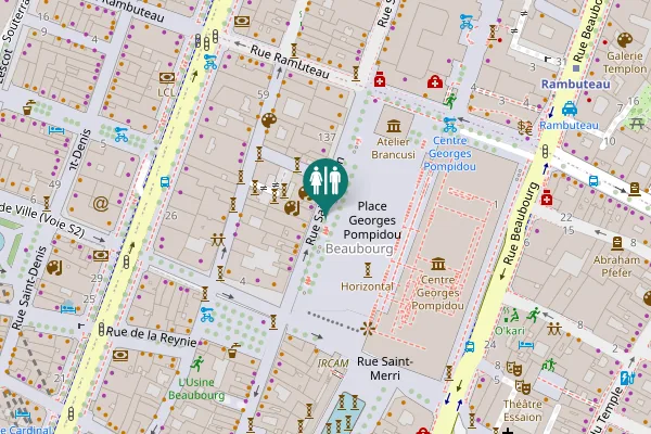 Map showing location of Place Georges Pompidou Toilet