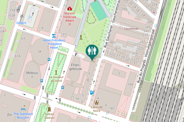 Map showing location of Sentier Gaucheret - Gaucheretweg Toilet