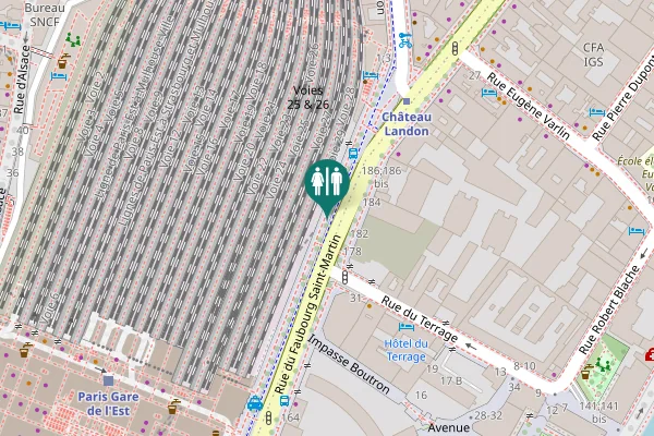 Map showing location of Rue du Faubourg Saint-Martin Toilet