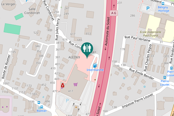 Map showing location of Rue Condorcet 670 Toilet