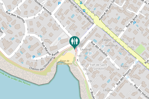 Map showing location of Chemin des Douaniers Toilet