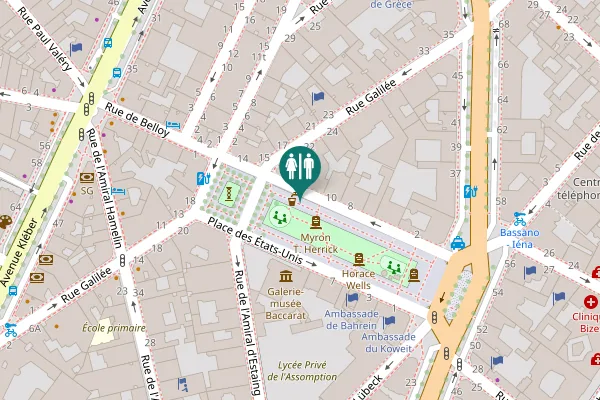 Map showing location of Paris Toilet