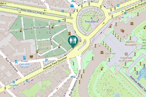 Map showing location of Avenue Paul Doumer Toilet