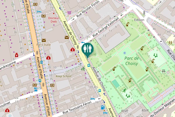 Map showing location of Avenue de Choisy Toilet