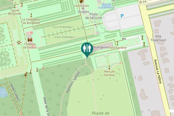 Map showing location of Parcours de Santé Toilet