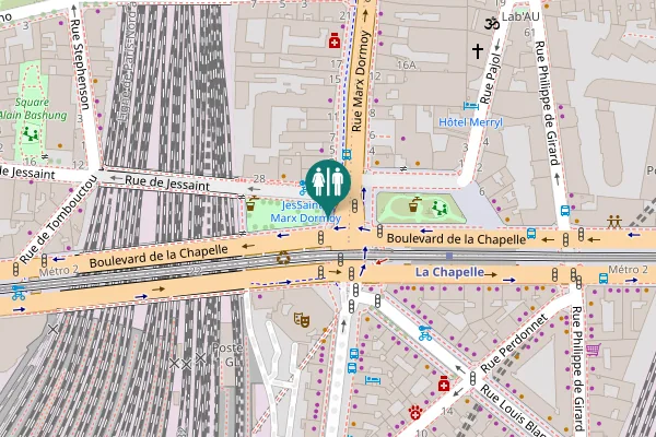 Map showing location of Place de la Chapelle Toilet