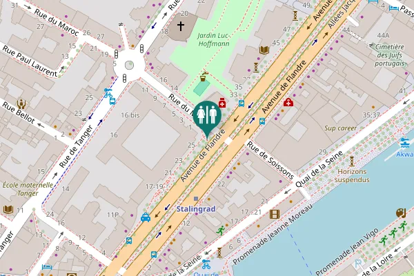 Map showing location of Avenue de Flandre 25 Toilet