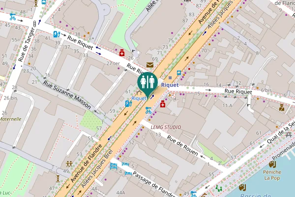 Map showing location of Allées Jacques Brel Toilet