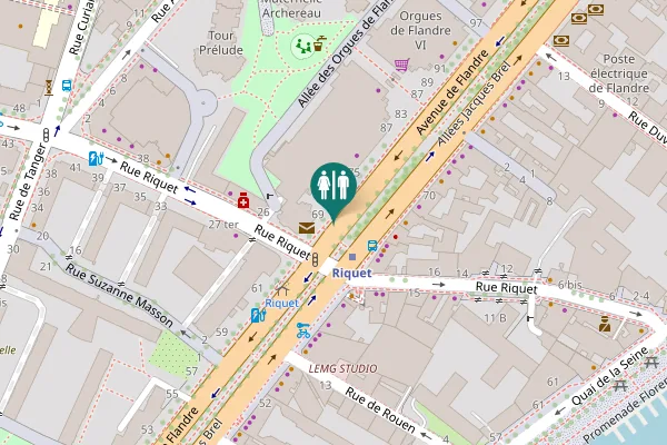 Map showing location of Avenue de Flandre 71 Toilet
