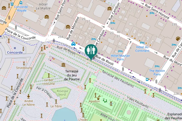 Map showing location of Terrasse du Jeu de Paume Toilet