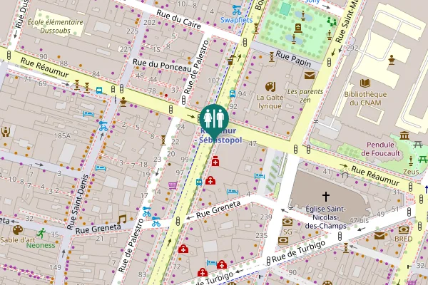 Map showing location of Boulevard de Sébastopol 90 Toilet